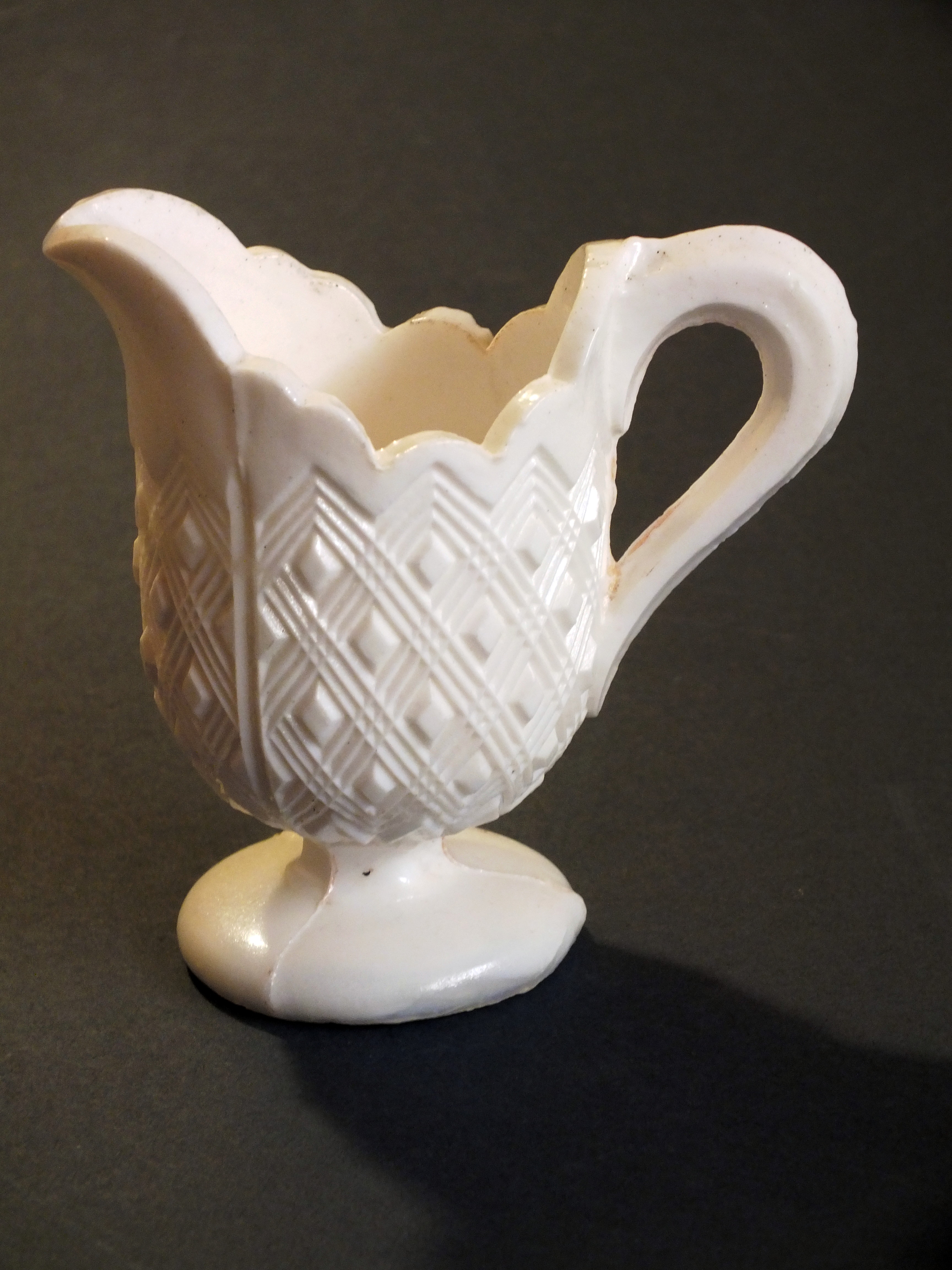 Davidson Milk Glass Creamer. Bill Bagley Glass