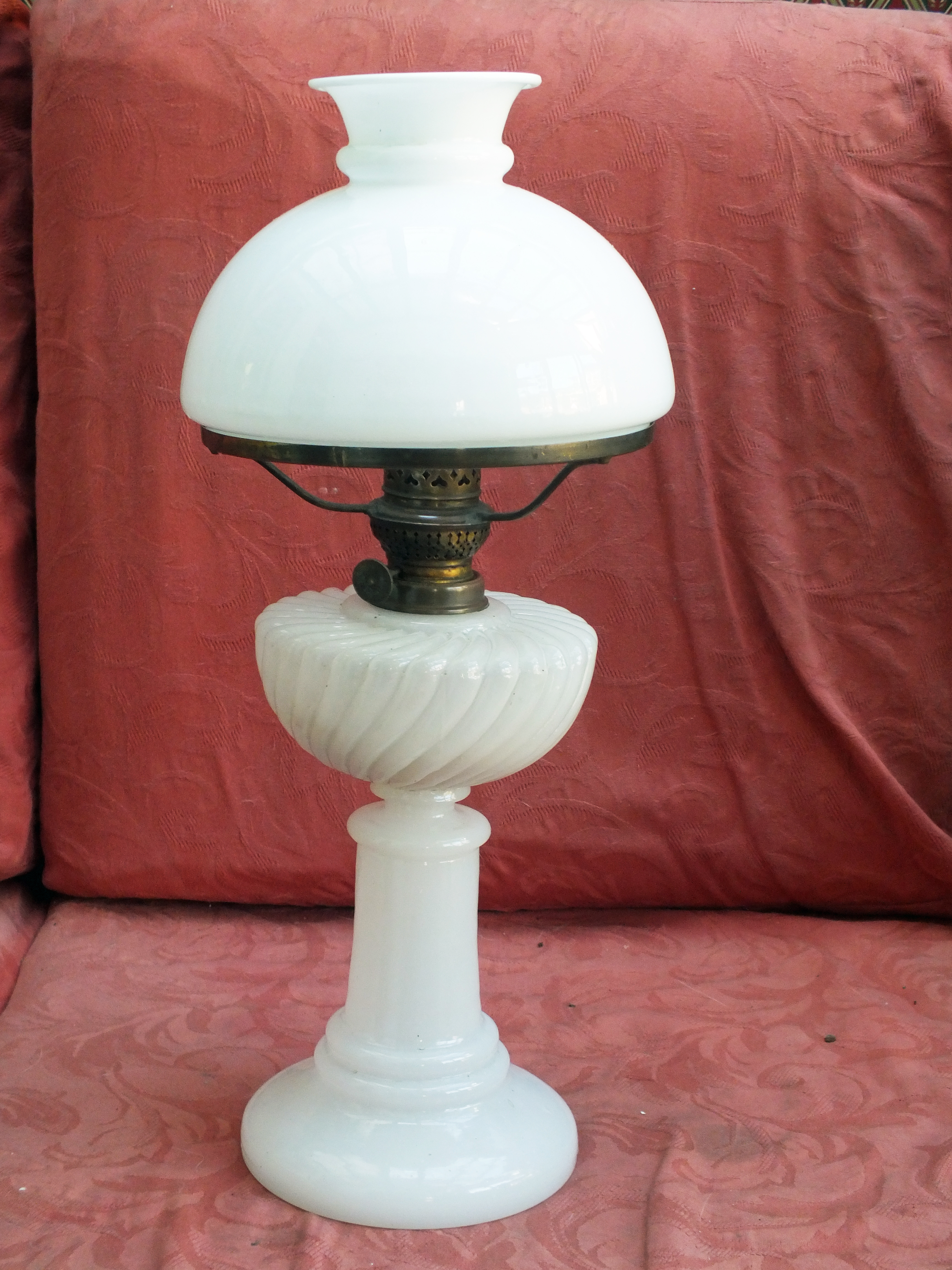 Milk glass paraffin lamp Bill Bagley Glass