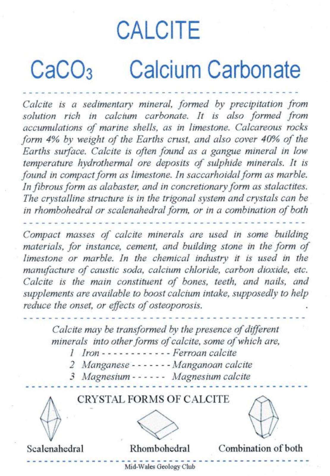 Calcite. Bills Publications