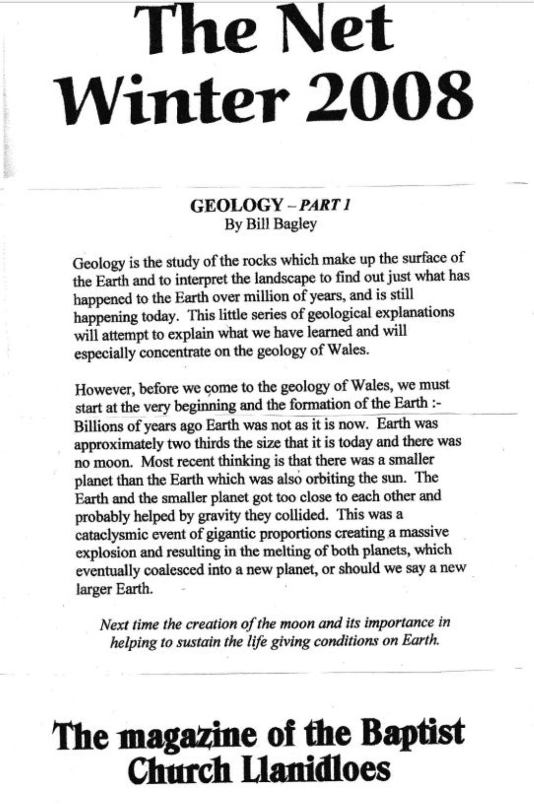 Geology articles for the NET Bills Publications